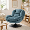 Blue velvet swivel armchair - TOPI
