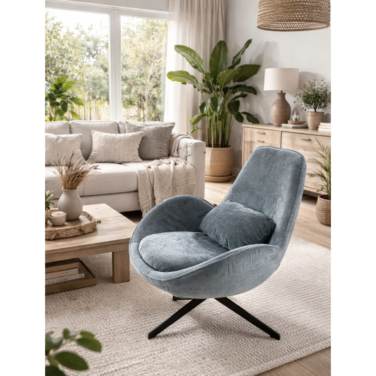 Design Sessel Samt grau