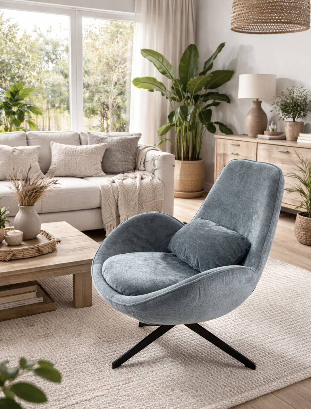 Design Sessel Samt grau