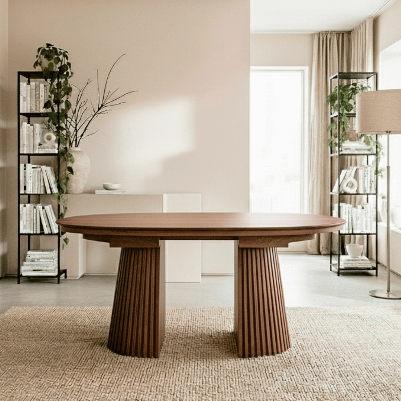 Round Extendable Walnut Extendable round table in walnut wood 120 to 190 cm - SIENA