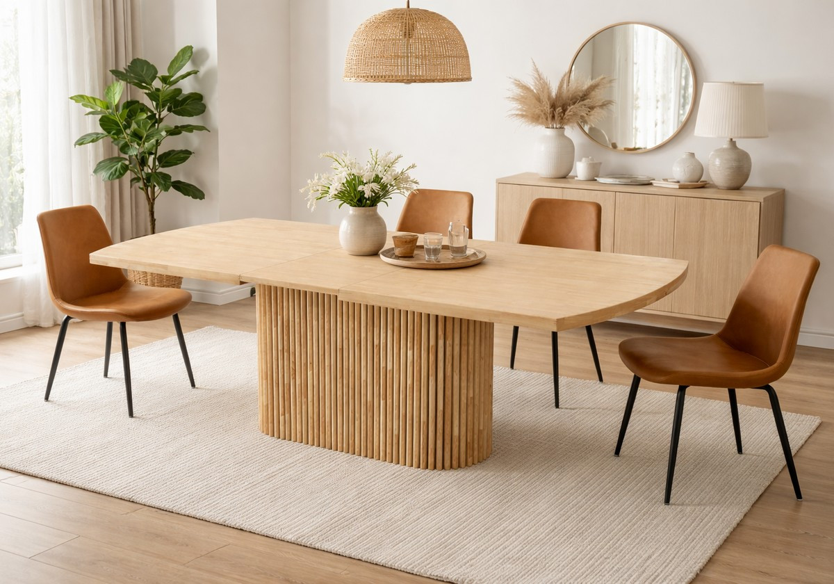 Table extensible rectangle bois massif chêne