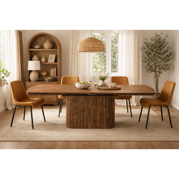 table repas design bois extensible noyer