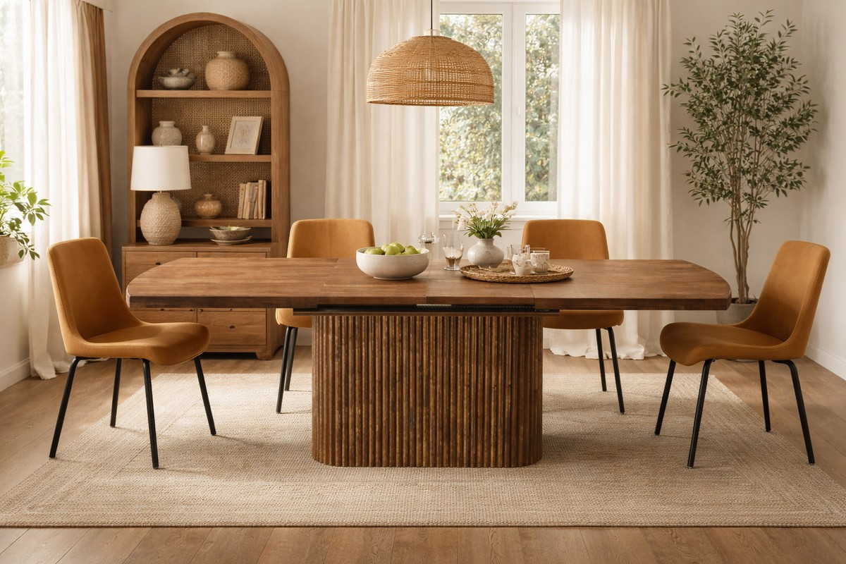 table repas design bois extensible noyer