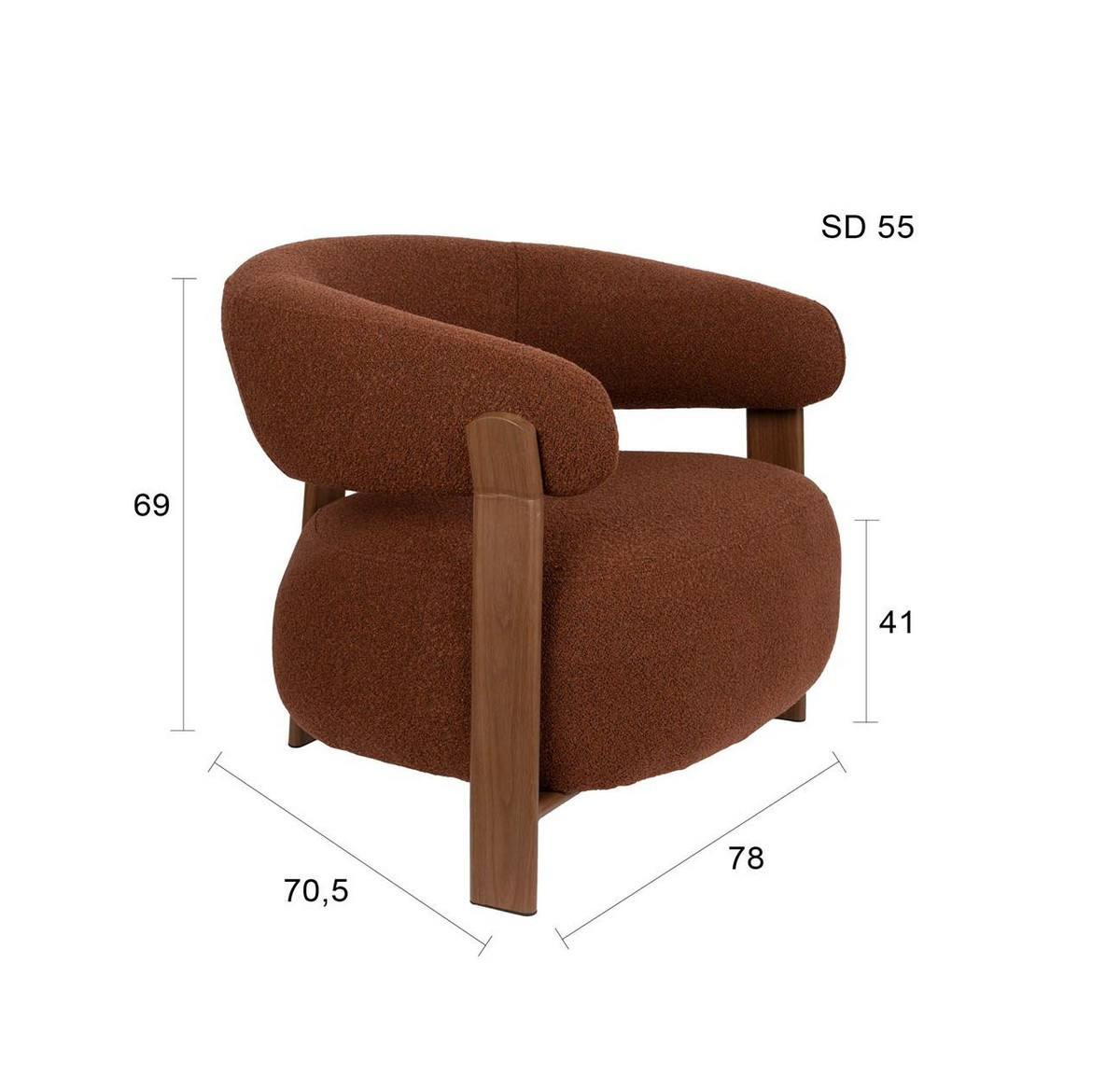 Fauteuil de salon confortable marron - MILANO