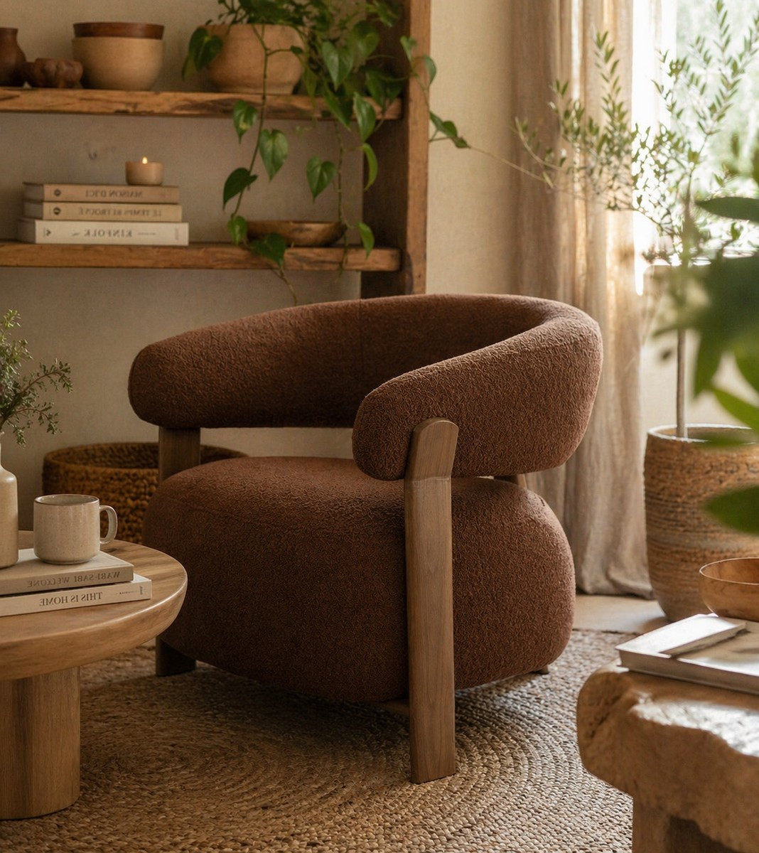 Fauteuil Milano marron rouille
