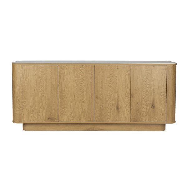 Light wood sideboard with marble-look top
