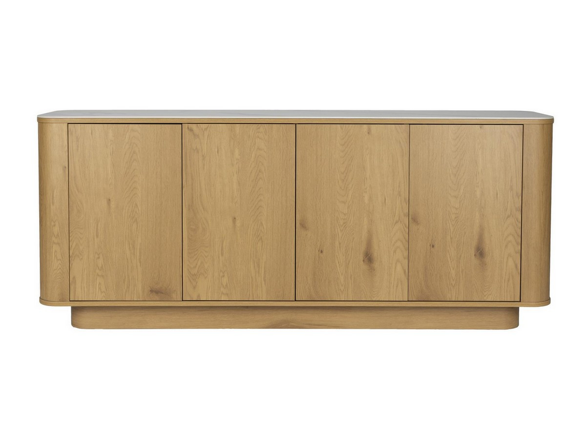 Light wood sideboard with marble-look top