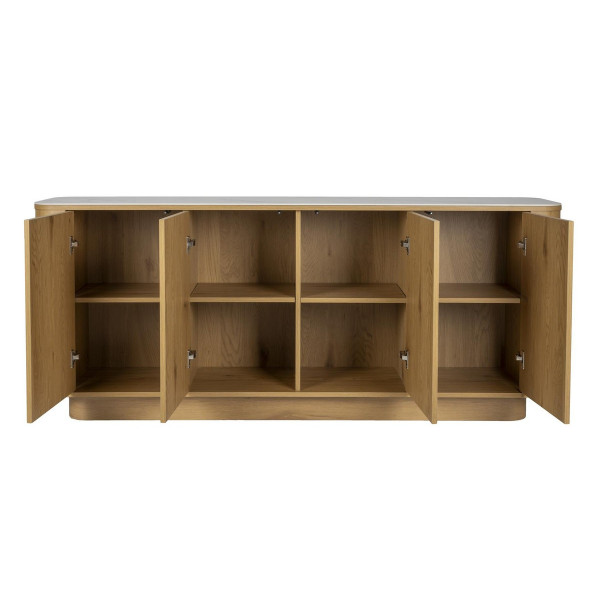 Light wood sideboard with marble-look top