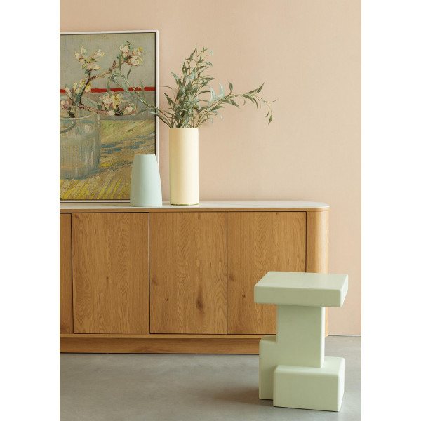 Light wood sideboard with marble-look top