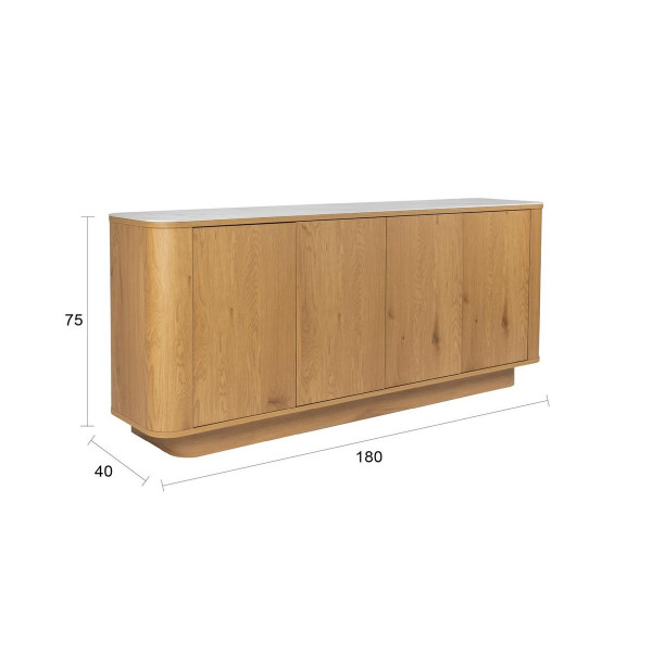 Light wood sideboard with marble-look top