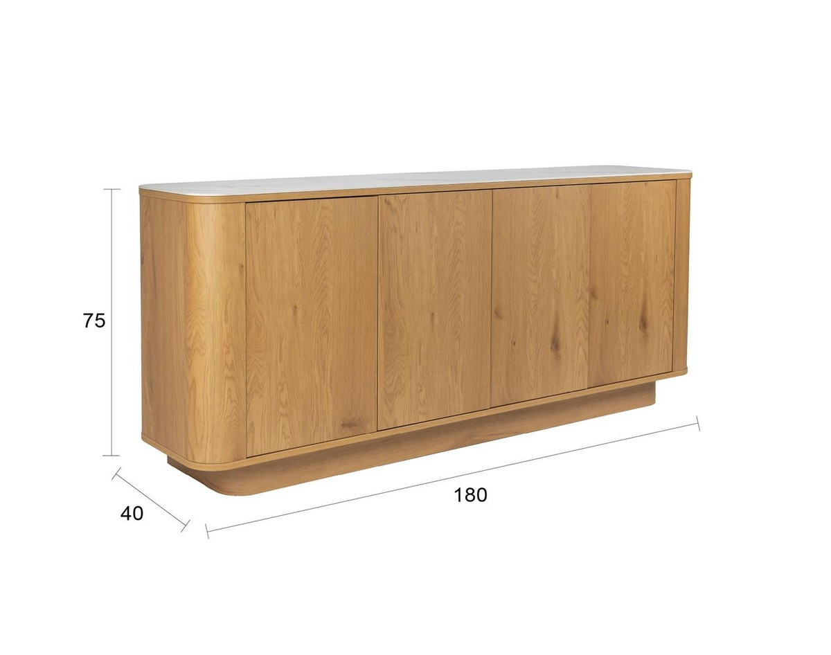 Light wood sideboard with marble-look top