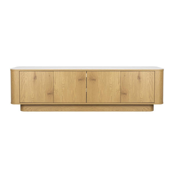 Light wood sideboard with marble-look top