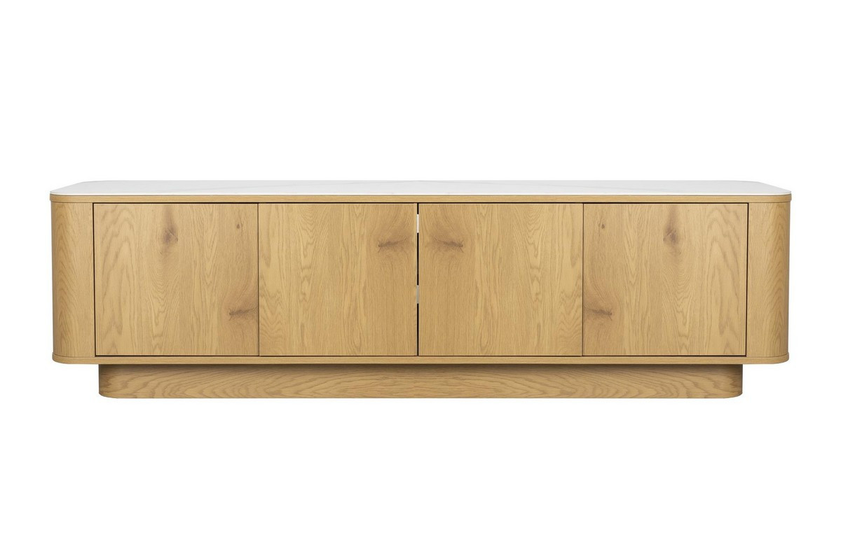 Light wood sideboard with marble-look top
