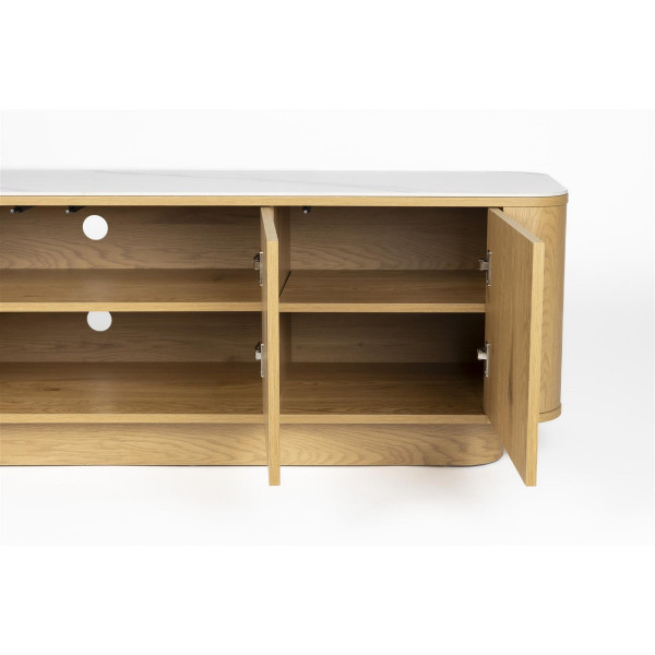 Light wood sideboard with marble-look top