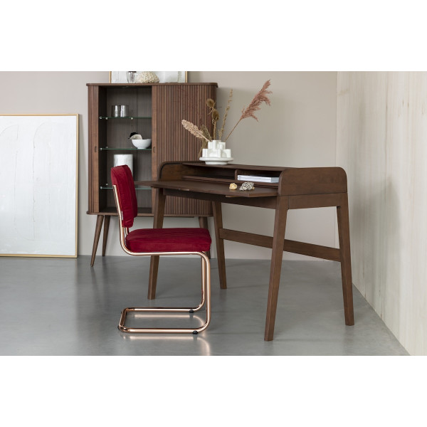 Chaise de repas tissu capitoné rouge