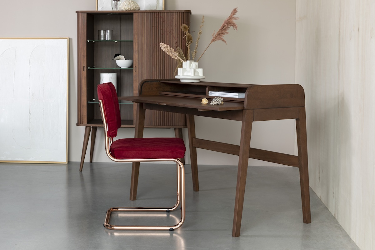 Chaise de repas tissu capitoné rouge