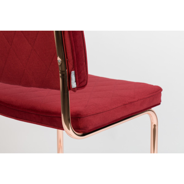 Chaise de repas rouge et cuivre