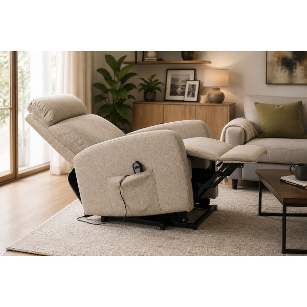 Sillón reclinable eléctrico beige - SERENITY
