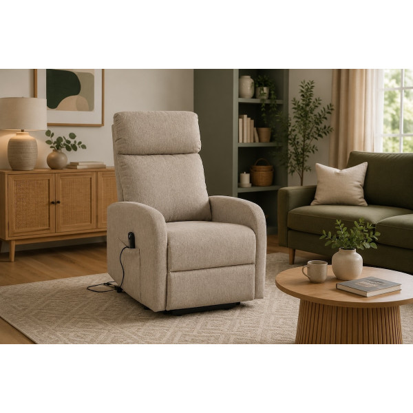 electric recliner beige armchair - SERENITY