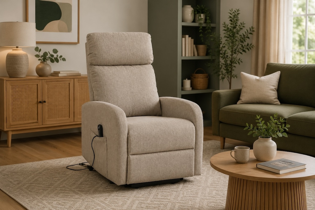 electric recliner beige armchair - SERENITY