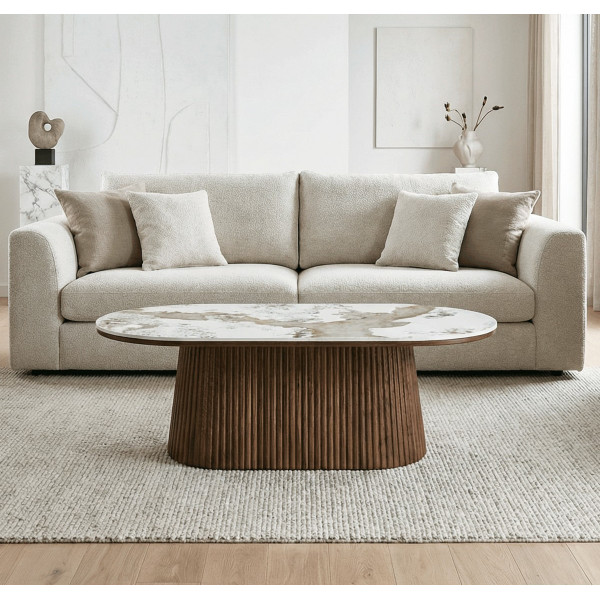 Walnut and ceramic coffee table