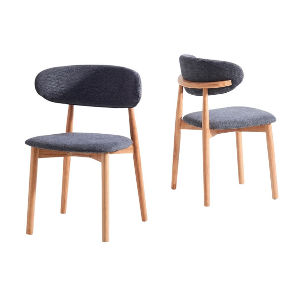 Chaises de repas en tissu gris et bois clair