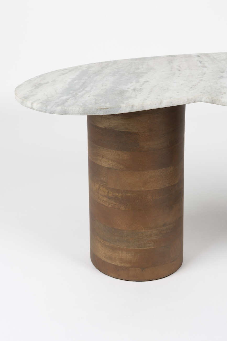 Coffee table in natural marble and mango wood - SAKI