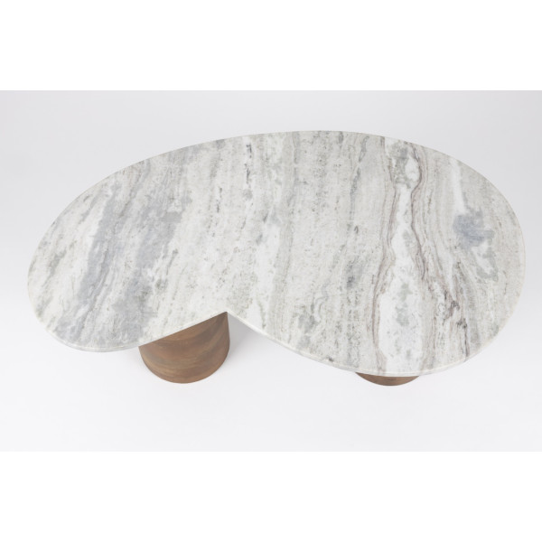Coffee table in natural marble and mango wood - SAKI