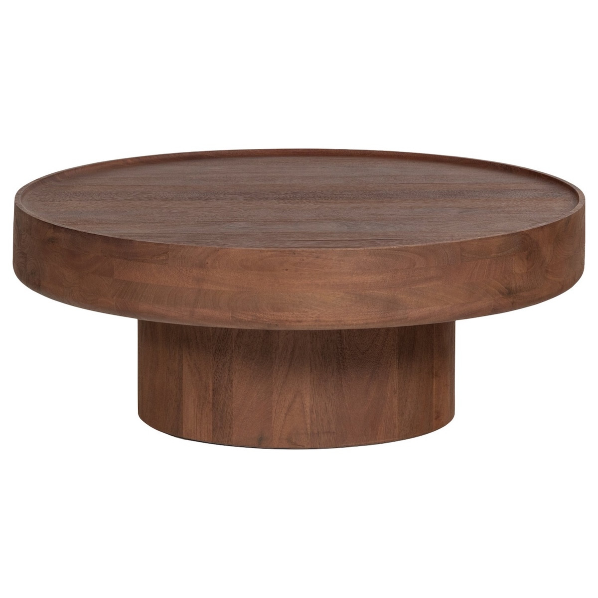 Table de salon en bois avec plateau rond épais