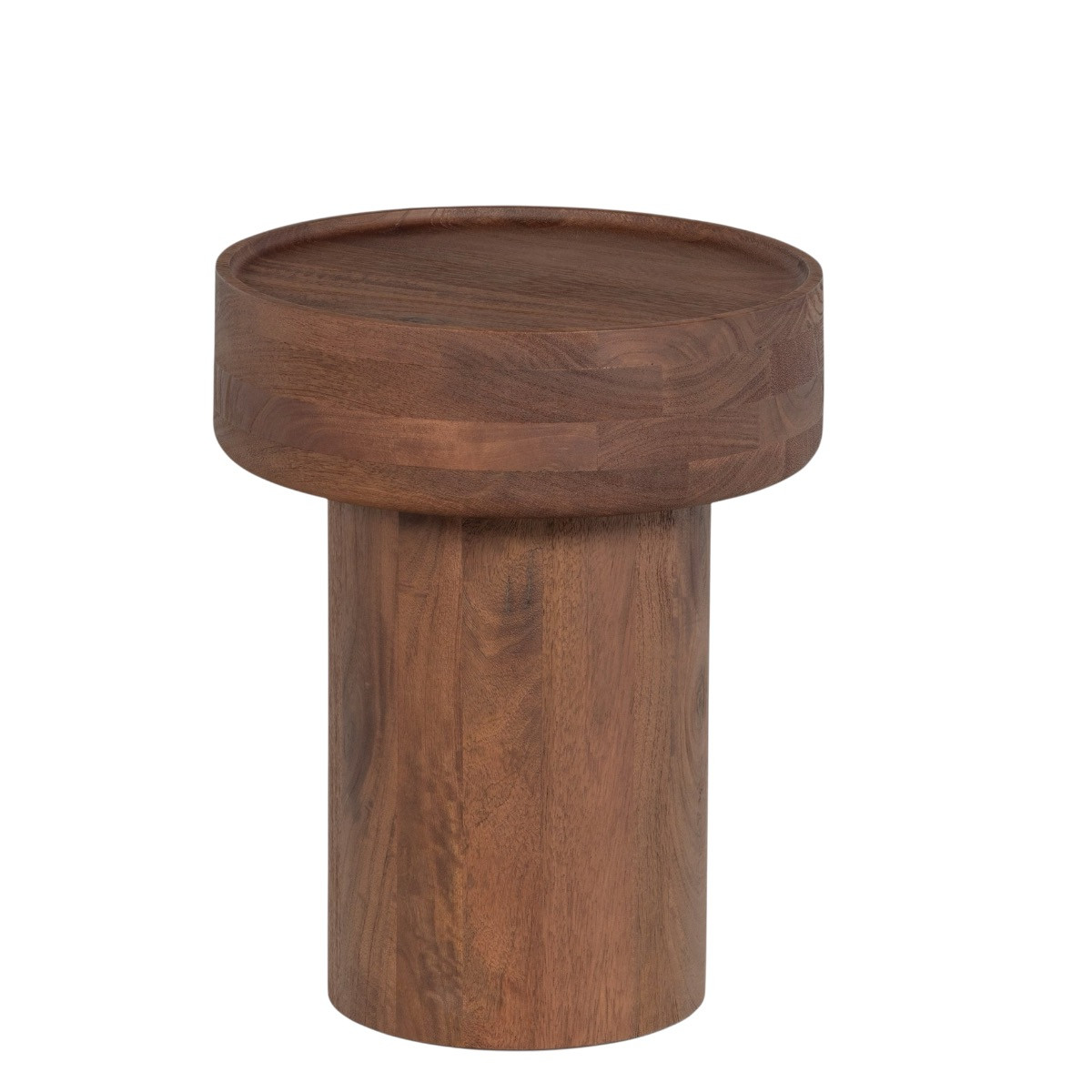 Round side table in brown mango wood - DARA