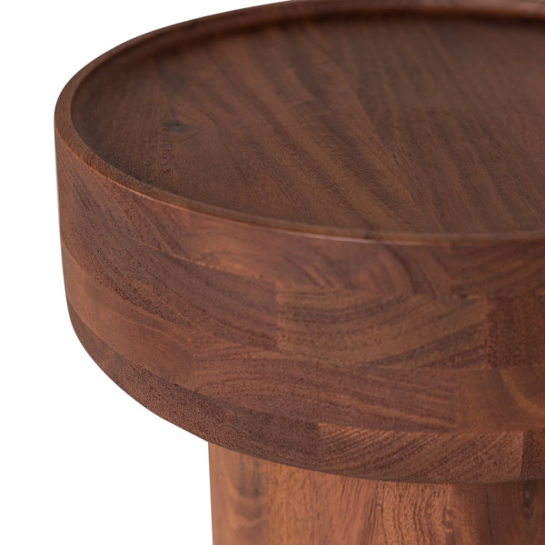 Round side table in brown mango wood - DARA