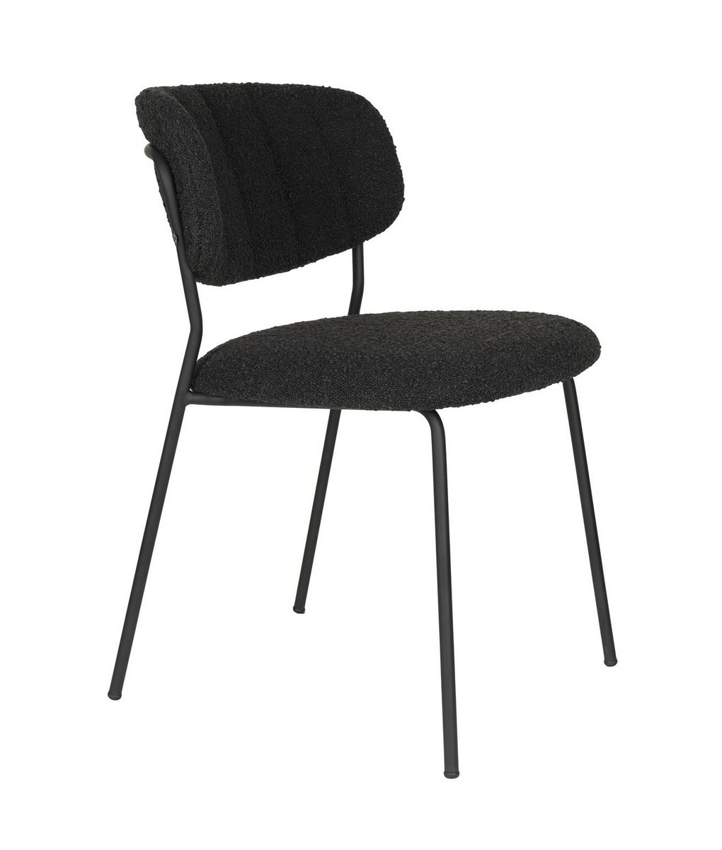 Chaise Bellagio en tissu bouclé noir