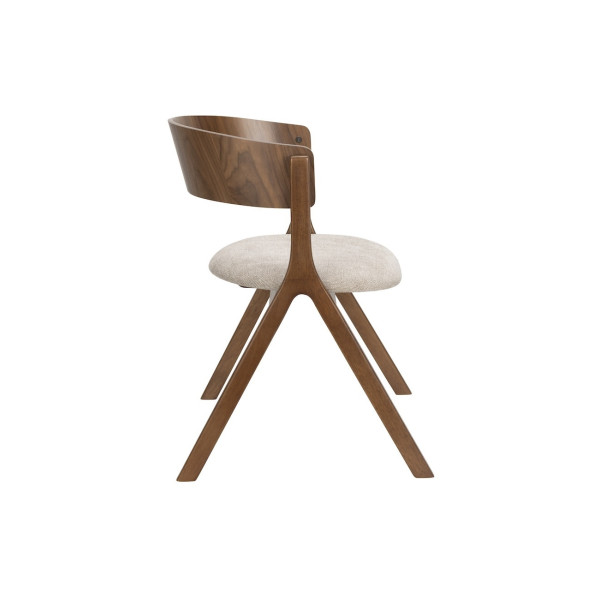 2 chaises en bois d'hévéa et tissu beige