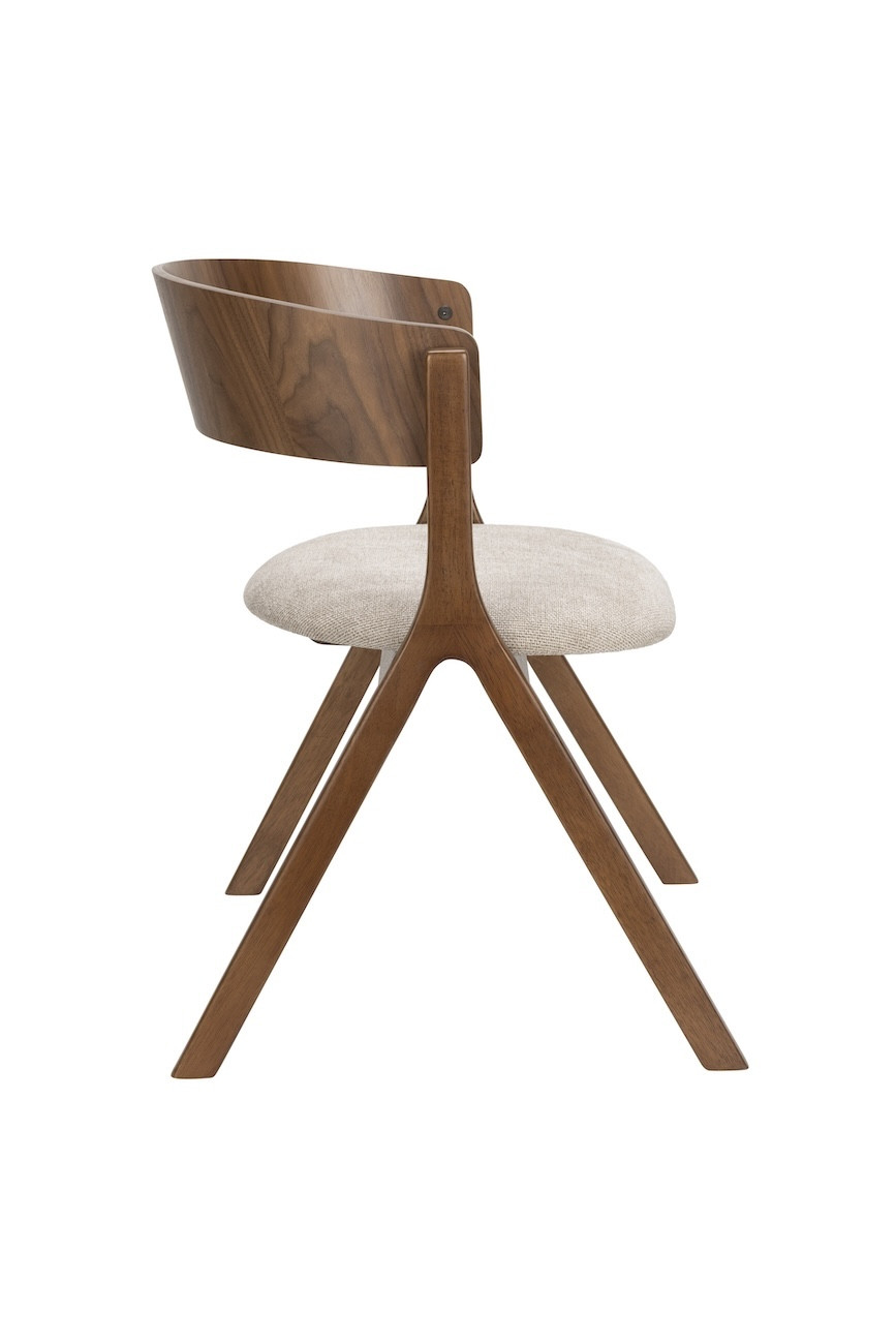 2 chaises en bois d'hévéa et tissu beige