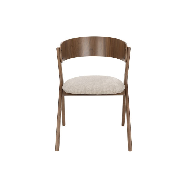 chaise en bois marron et tissu beige