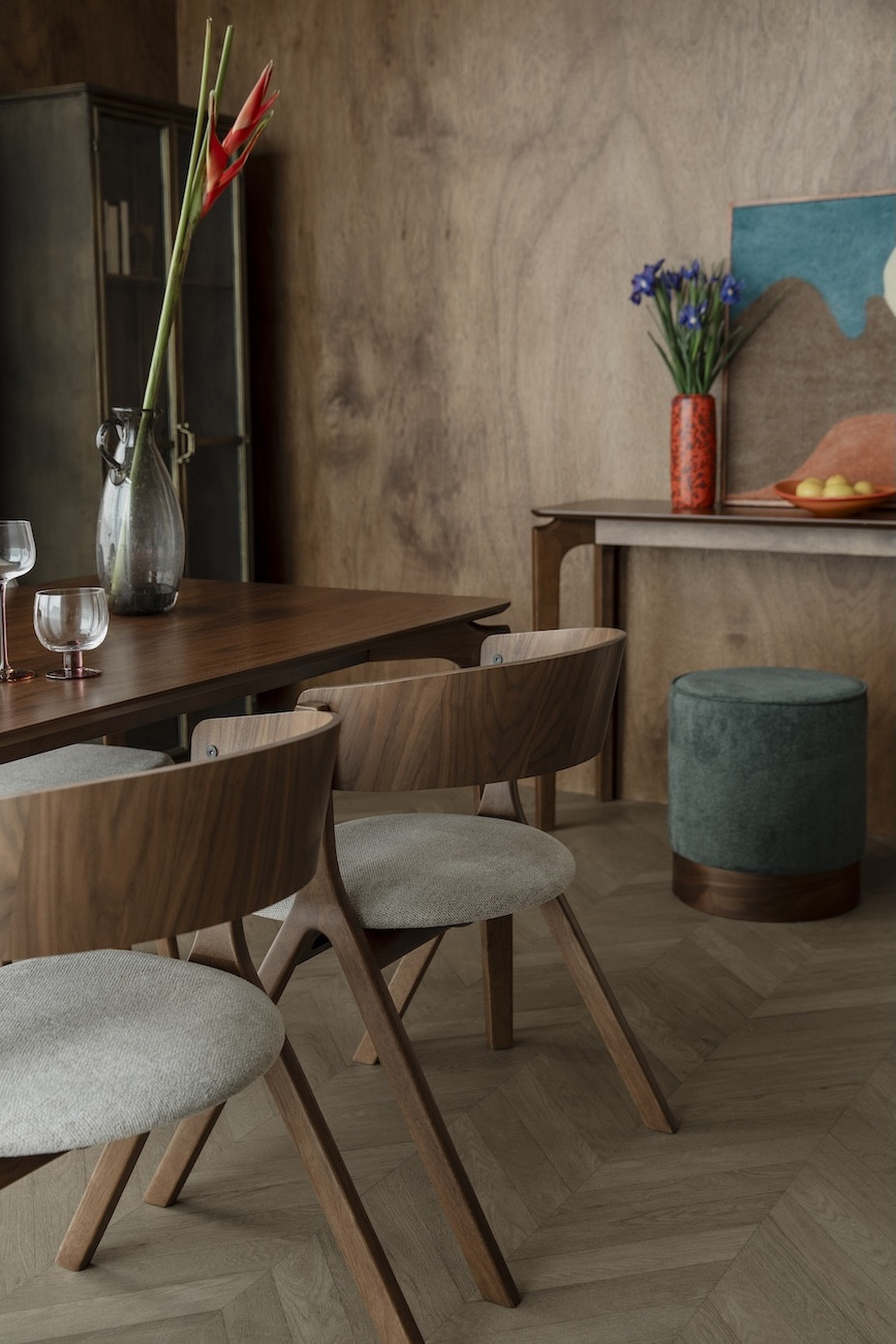 chaise de repas en bois et tissu