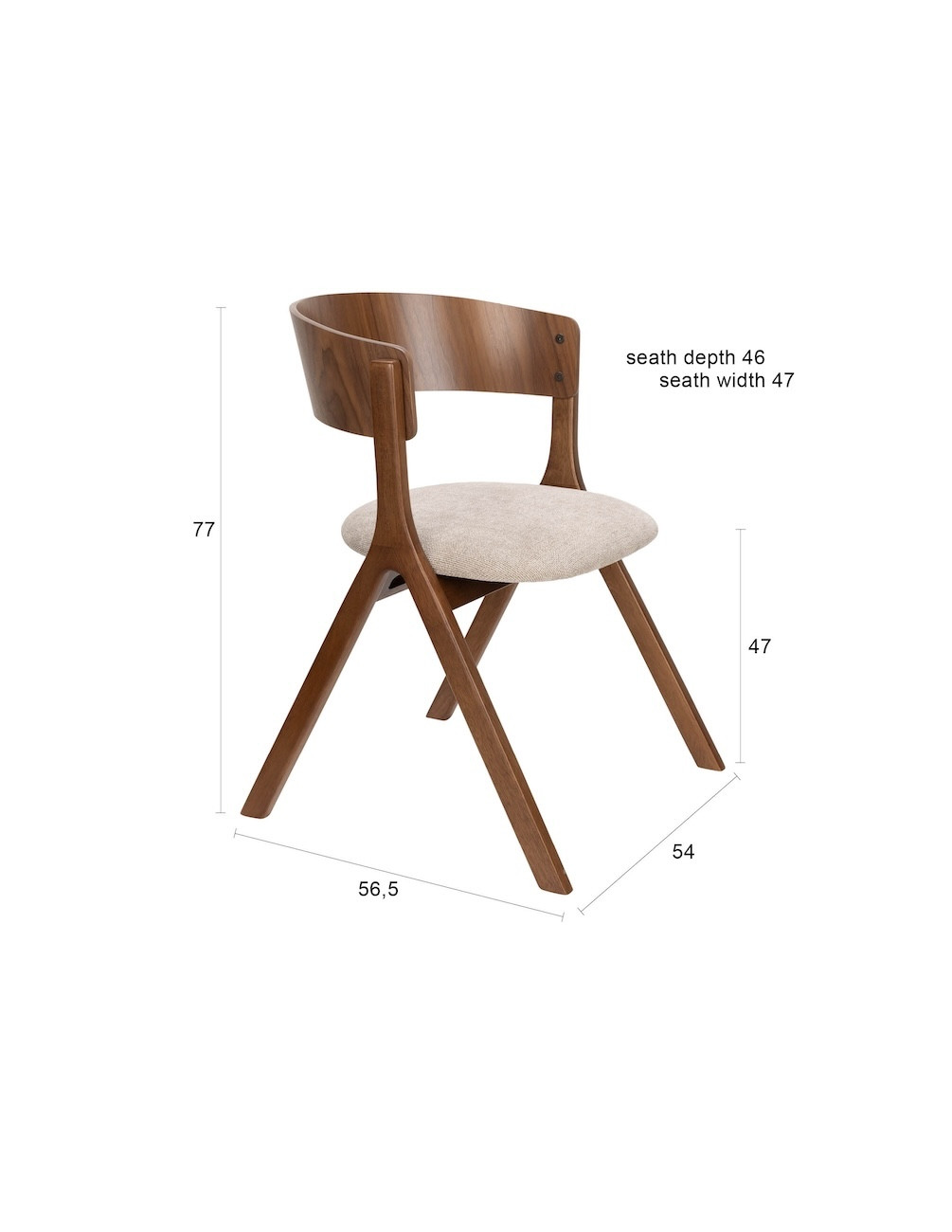 chaise de table en bois et tissu
