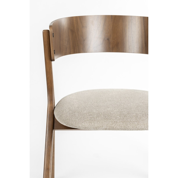 Lot de 2 chaises design en bois et tissu beige - BRESSO