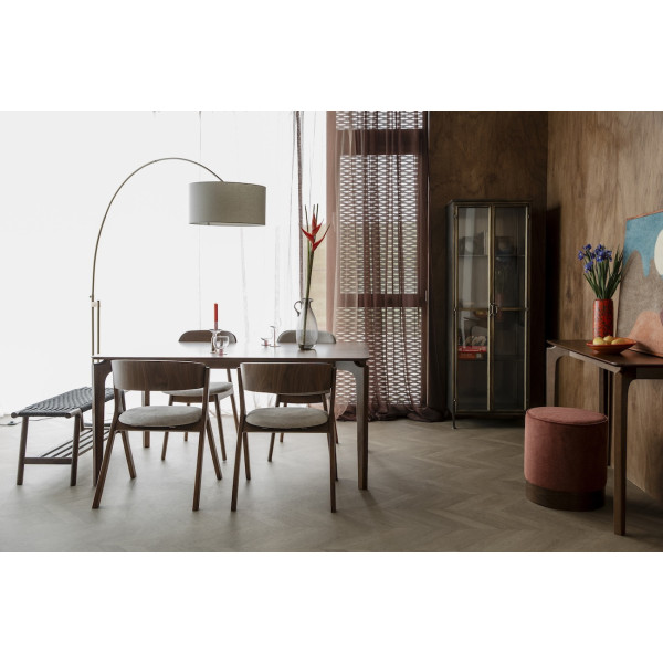 Lot de 2 chaises design en bois et tissu beige - BRESSO