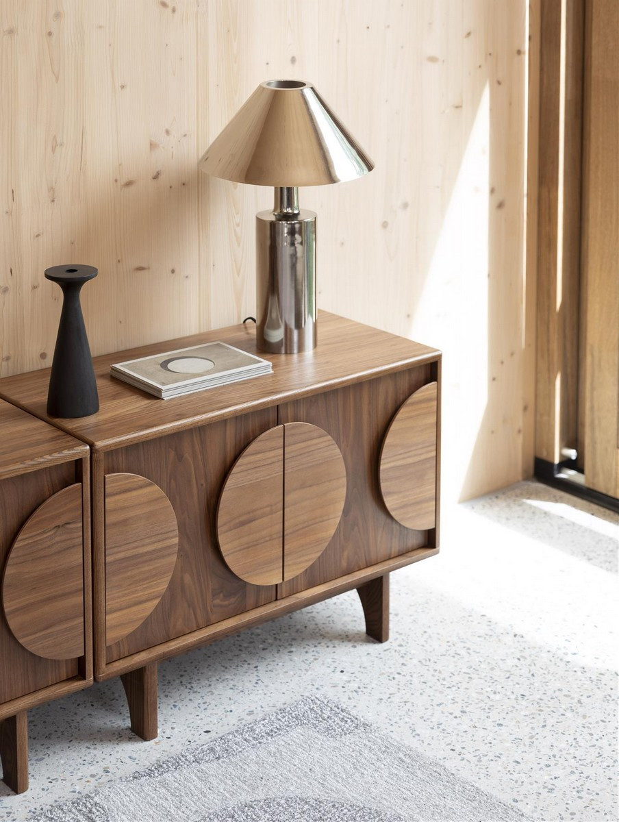Buffet Groove avec 2 portes en Noyer - 2 meubles côte à côte