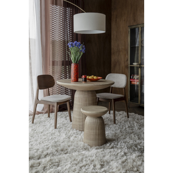 Chaise de salle à manger en bois et tissu beige