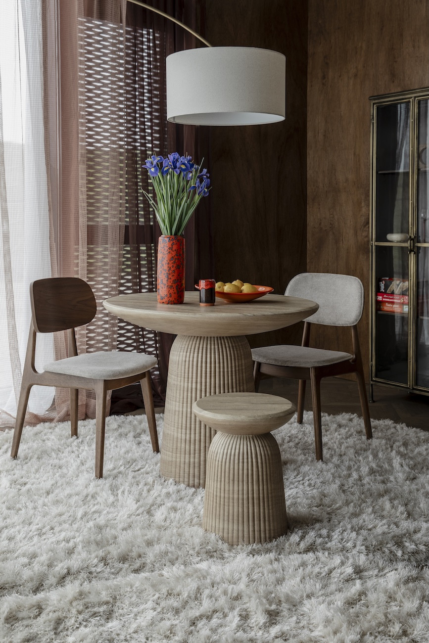 Wood and Beige Fabric Dining Chair - MARAIS, Set of 2