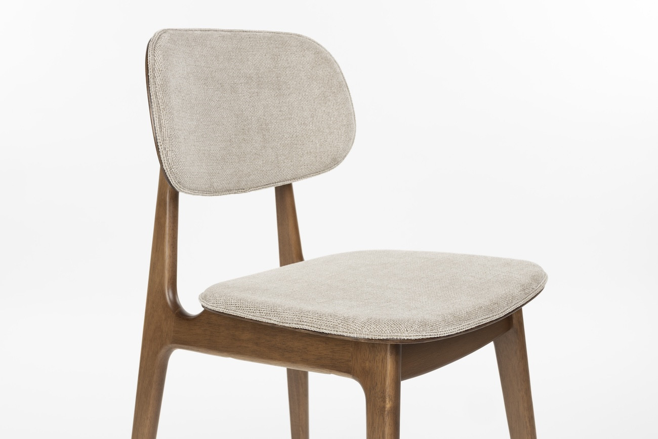 Wood and Beige Fabric Dining Chair - MARAIS, Set of 2