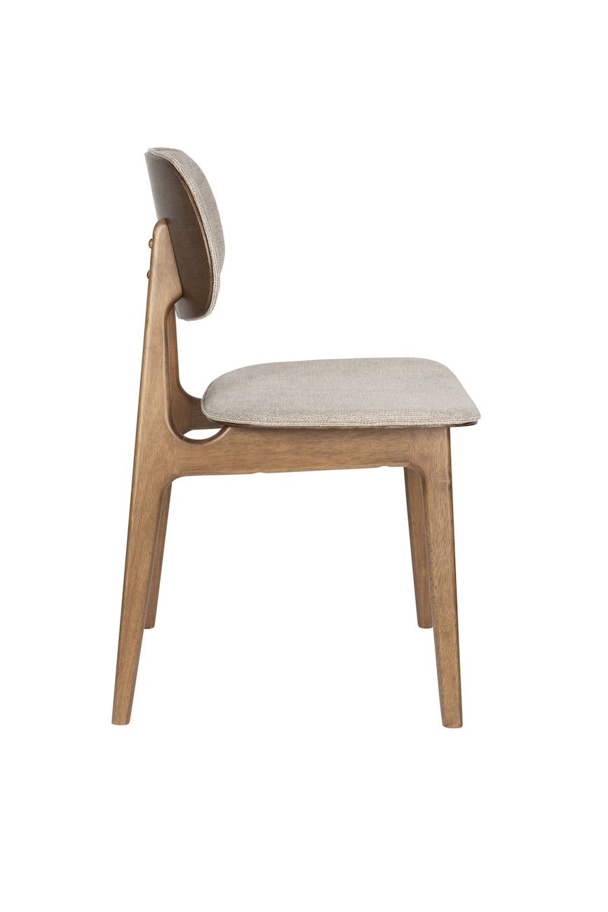 Wood and Beige Fabric Dining Chair - MARAIS, Set of 2