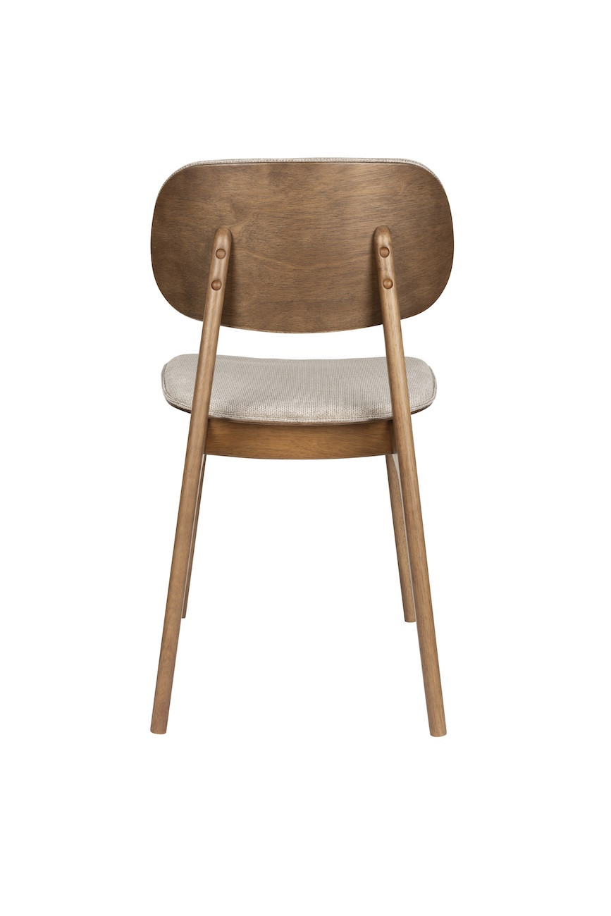Wood and Beige Fabric Dining Chair - MARAIS, Set of 2