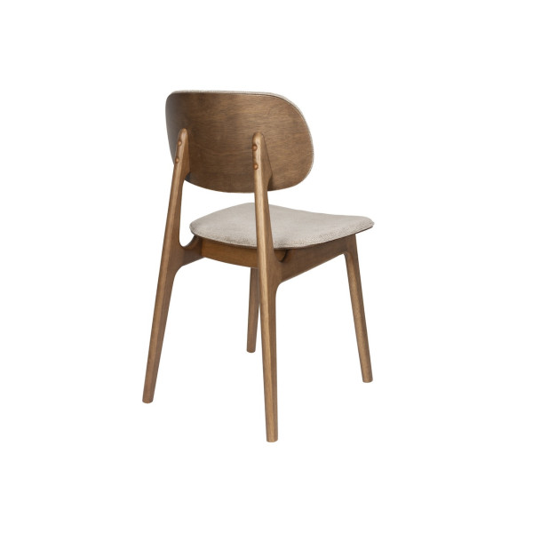 Sedia da pranzo in legno e tessuto beige - MARAIS, set da 2