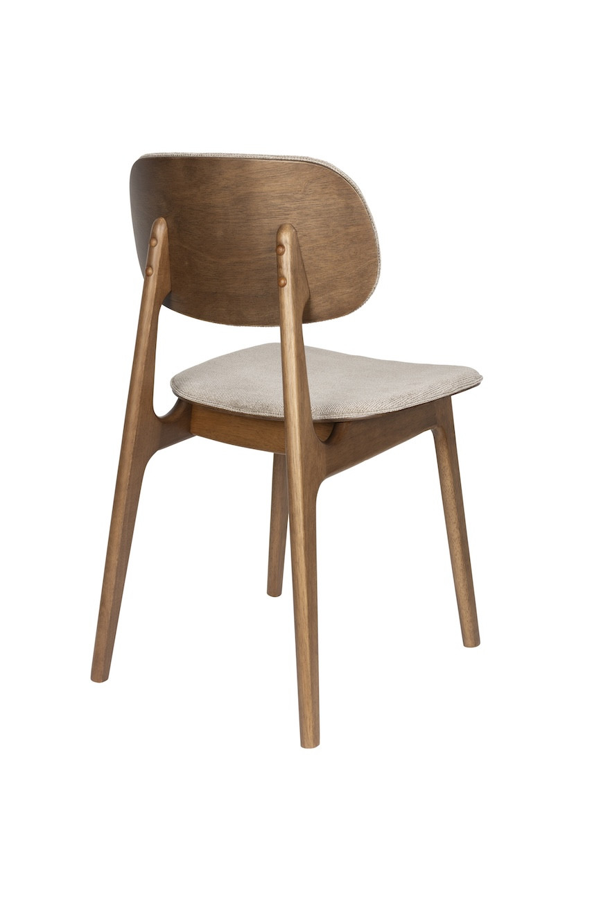Wood and Beige Fabric Dining Chair - MARAIS, Set of 2