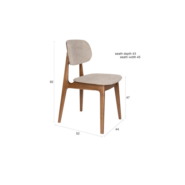 Sedia da pranzo in legno e tessuto beige - MARAIS, set da 2