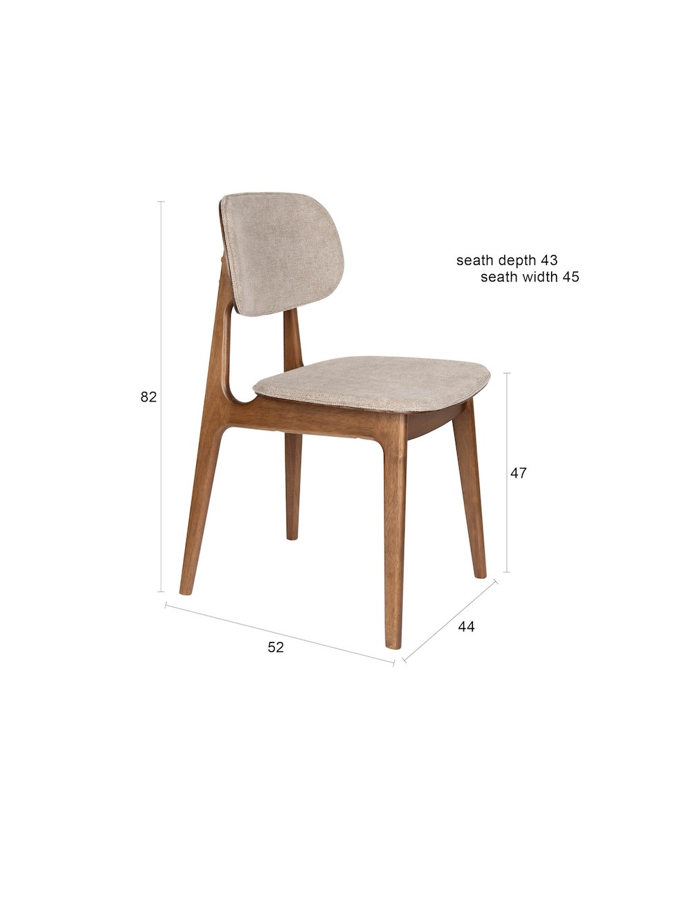Wood and Beige Fabric Dining Chair - MARAIS, Set of 2