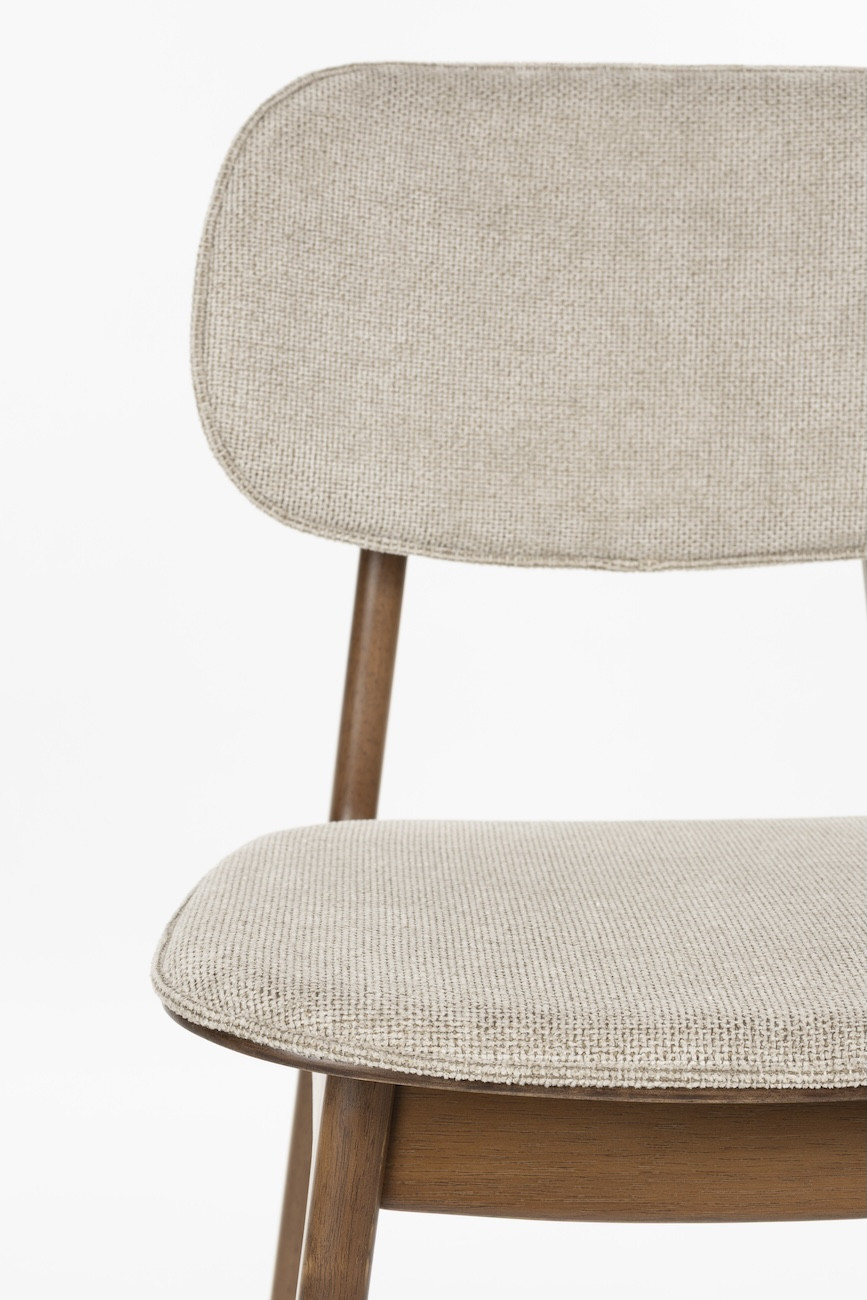 Wood and Beige Fabric Dining Chair - MARAIS, Set of 2